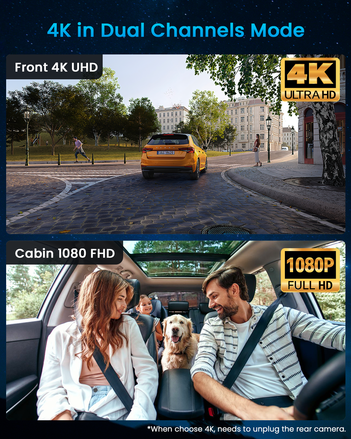 iiwey N7 3 Channel Dash Cam Front and Rear Inside 3K+1080P+1080P with 128GB SD Card, 4K+1080P Dual Dash cam Front and Inside 5GHz WiFi, Rotatable Side Camera for Car, 24/7 Recording, IR Night Vision