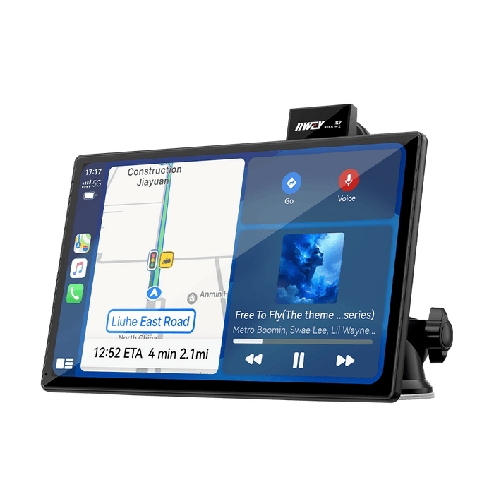 IIWEY iK9 9" Wireless Apple CarPlay Screen with Android Auto, Adjustable 4K Dash Cam & 1080P Rear Camera